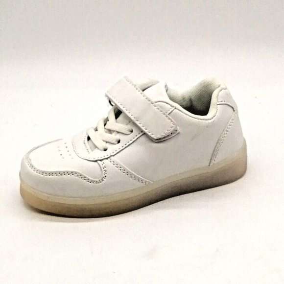 Girls Lace Up Sneaker White Hook & Loop‎ Strap across Laces Cushioned EUR 28 - Picture 1 of 9